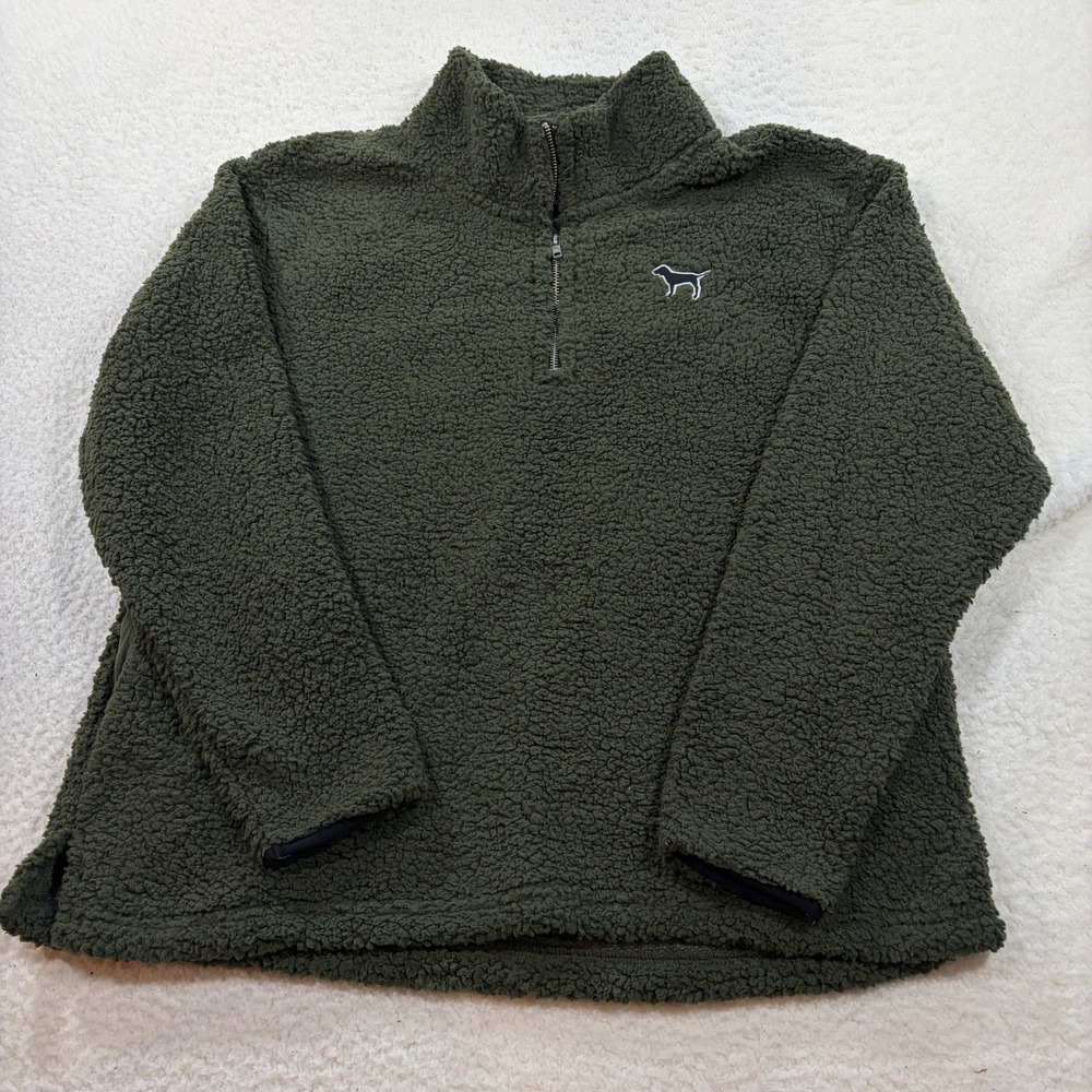 PINK Victoria's Secret Pullover Women L Green Sherpa Fleece Quarter Zip 359253